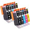 Tinnee 10X PGI-520 CLI-521 Cartucce compatibili con Canon 520XL Canon 521XL per Pixma IP3600 IP4600 IP4700 MP870 MP860 MP980 MP540 MP550 MP560 MP990 MP620 MP630 MP640 MX870 MX860, 2PGBK/2BK/2C/2M/2Y