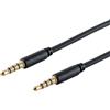1aTTack.de Cavo audio TRRS da 3,5 mm nero, 5 x 1,5 m, mini-spina stereo a mini-spina, contatti dorati, connettori stampati per una trasmissione stabile del segnale