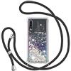 TUUT Cover per Samsung Galaxy A50/A50s/A30s con Cordino, Glitter Bling Liquido Custodia Sparkly TPU Silicone Protettivo Morbido Brillantini Quicksand Cellulare Cover con Cordoncino Case -Nero
