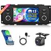 Rimoody 2G+64G Wireless Carplay Android 13 Autoradio 2 Din per Jeep Grand Cherokee Wrangler Liberty Chrysler Grand Voyager 300M PT Cruiser RAM 1500 2500 5 Pollici Android Auto Navi GPS WiFi Bluetooth FM/RDS