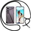 ISOI Cover con Cordino per Vivo V50 Lite 4G/Vivo V50 Lite 5G, Custodia Trasparente con Collana Tracolla Laccio Collo Ultra Sottile Morbido TPU Silicone Antiurto AntiGraffio Case, Nero
