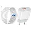 KenSera Caricatore per Apple iPhone 17/17 Air/17 Pro/17 Pro Max/16 15 Pro Max Plus/16e, iPad Pro/Air, 20W 2-Porto Alimentatore USB C & USB A Multipla Ricarica Veloc Tipo C Caricabatterie con Cavo USBC 2M