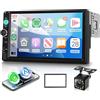 VECHTEL Autoradio 1 Din con Carplay Android Auto senza Fili, 7 Pollici IPS Touch Screen Stereo Auto Supporto Bluetooth Radio FM EQ USB/TF/AUX Mirror Link SWC Telecamera Posteriore