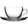 Pasabahce Dajar 64476 Pasabahce Basic - Set di 6 Tazze Tè con Piattini in Vetro, 21 ml
