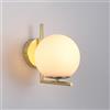 B·LED BARCELONA LED BARCELONA LED Applique da Parete a Sfera in Vetro Bianco Opalino Oro Margaret Vintage Moderno | Lampada da Parete Interno Rotonda in Cristallo e Metallo Dorato E27 per Soggiorno Camera Corridoio