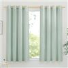 PONY DANCE Tende Corte per Finestre Tende Lino Semitrasparenti per Interni con Anelli Filtro Luce Linen Curtains Camera da Letto 2 Pezzi L 140 x A 137 CM, Verde Chiaro