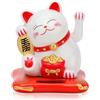 Cyrank Gatto Cinese Portafortuna con Zampa Mobile, Maneki Neko, Gatto della Fortuna a Energia Solare, Lucky Cat, Portafortuna, Gattino Giapponese, Feng Shui Decor per la Decorazione della casa(Bianco)