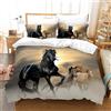 KAIDAARTLH Set di Biancheria da Letto con Stampa di Cavalli 135x200, Copripiumino in Microfibra con Cerniera, Incluso 1 Copripiumino e 2 Federe (Horse-2, Singolo-135x200)