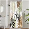 Uiiooazy Tenda Doccia Antimuffa, Uiiooazy Tenda da Doccia Piccola 90x180cm Boho Style Tropicale Foglie di Palma Giallo Giungla Tende da Bagno Tessuto Lavabile Impermeabile Tende per Vasca da Bagno con 6 Anelli