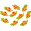 Blausky 100 pezzi fiori artificiali teste di rosa, rose di raso, fiocchi, rose con foglia, mini rose in tessuto, roselline di raso, toppe decorative per cucito e fai da te, accessori per capelli, 3,2