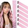 WENNALIFE 12 capelli a nastro rosa da attaccare per bambini, clip - in, colorati per intrecciare i capelli delle bambine, per le feste, accessori per allungare