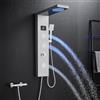 KINKIBOS Pannello doccia senza rubinetto, 6 funzioni, pannello doccia con indicatore di temperatura a LED, doccia a pioggia, nebbia, ugelli massaggianti, doccetta e vasca da bagno, colonna doccia in