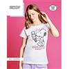Sabor Pigiama donna mezza manica pantaloncino Snoopy SND3851, BIANCO