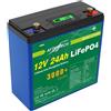 12V 24AH LIFEPO4 PACCO BATTERIA RICARICABILE LITIO FERRO FOSFATO PILA 188x83x178