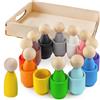 Ulanik s.r.o. Ulanik Montessori giocattolo in legno Peg Dolls con cappelli