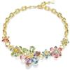 Swarovski Idyllia Collana, Girocollo Gioiello con Cristalli Multicolore, Motivo a Fiore, Taglio Misto, Chiusura a Moschettone, Placcatura in Tonalità Oro, 38-43 cm, 3,8 cm
