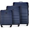 WITTCHEN valigia da viaggio set di 3 valigie trolley bagaglio a mano valigia a rotelle in ABS con 4 ruote spinner chiusura a combinazione maniglia telescopica Globe Line Blu Navy Ryanair/ITA Airways
