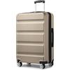 KONO Valigia Leggera da 75 cm, Valigie Trolley Bagaglio a Mano Guscio Rigido con Serratura TSA, Design Espandibile, 4 Doppie Ruote Girevoli (Oro, 75 x 47.5 x 29.5 cm)