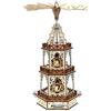 Dekohelden24 Piramide in legno naturale e marrone con 3 piani, per 3 candele, dimensioni (L x P x A): 19 x 16,5 x 42 cm, motivo: pupazzi di neve