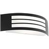 Eglo Applique esterna Leiros, illuminazione muro casa, applique curva esterna in metallo nero, lampada da parete esterna con portalampada E27, IP44