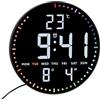 TFA Dostmann Orologio da parete digitale a LED, diametro 25,5 cm, 60.4002, con temperatura interna, data, giorno della settimana, formato 12/24 ore, 3 livelli di luminosità, colorato, nero
