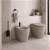 Azzurra Ceramica Coppia Sanitari WC da Terra e Bidet Collezione Comoda Ceramica Tortora con Sedile Incluso ,