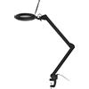 Goobay 64986 Lampada d'ingrandimento a pinza LED, 10 W, nera, 1,5 m - 800 lm, luminosità e colore della luce regolabili, lente di vetro da 127 mm, ingrandimento 1,75x, 3 diottrie