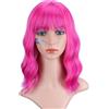 Greenmirr BOB Ombre Roseo - Parrucche ondulate con frangia, capelli sintetici resistenti al calore, 14 pollici