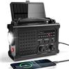 Mesqool Radio a Manovella Solare da 12000 mAh, AM/FM Radio di Emergenza con Pannello Solare da 8500 mm², Powerbank Ricaricabile, Torcia Elettrica e Luce di Lettura per Sopravvivenza e Blackout Elettrici