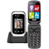 SAIET Prime GPS Cellulare per Anziani 4G con Tasto SOS, Localizzazione GPS, Doppio Display e Audio Potenziato, con Base di Ricarica e Torcia LED - Facile da Usare, Sicuro e Affidabile - Silver