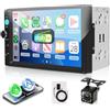 VECHTEL DAB/DAB+ Autoradio 2 Din con Carplay Android Auto senza Fili, 7 Pollici IPS HD Touch Screen Stereo Auto Supporto Bluetooth 5.2 Radio FM EQ USB/AUX Mirror Link SWC Telecamera Posteriore
