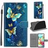 KENHONER Custodia per Samsung Galaxy A71, Farfalla | Portafoglio Pelle PU, Magnetica, Resistente Agli Urti, Scomparto Carte Credito, Pieghevole, Flip Libro, Motivo
