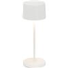 Zafferano, Lampada Olivia Micro, Lampada da Tavolo Ricaricabile e Senza Fili con Controllo Touch, Adatta per Salotto ed Esterni, Dimmer, 2200-3000 K, Altezza 20 cm, Colore Bianco