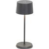 Zafferano, Lampada Olivia Micro, Lampada da Tavolo Ricaricabile e Senza Fili con Controllo Touch, Adatta per Salotto ed Esterni, Dimmer, 2200-3000 K, Altezza 20 cm, Colore Grigio Scuro