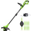 Greenworks 24V Tagliaseta Brushless Gen2 2-in-1 per giardini piccoli e medi, larghezza di taglio di 30 cm, include 10 lame di plastica senza batteria e caricabatterie, Verde ST3002