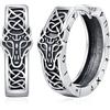 Friggem Orecchini Vichinga Uomo in Argento 925 Orecchini a Cerchio Rune/Vichinga Celtiche/Martello di Thor/Orecchini Cerchio Piccoli Nero Orecchini a Goccia per Uomo Donna