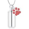 AIWENXI Collana con urna per ceneri per cane/gatto, ciondolo con impronta di zampa, urna cilindrica, gioiello commemorativo per animali domestici, urna per ceneri, gioiello per commemorazione