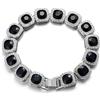 HALUKAKAH Diamante Bracciale in Oro Bianca Uomo,Finitura Oro Bianco Platino Quadrato Diamante Nero Bracciale 21.5cm,Set di Punte Diamanti da Laboratorio,con Confezione Regalo Gratuita