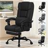 ALFORDSON Sedia Girevole con Poggiagambe Poltrona Direzionale Ergonomica da Ufficio Studio Regolabile con Rotelle, Altezza Regolabile, Supporto Lombare, Portante di 180 kg, Tessuto(Nera)