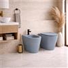 Azzurra Ceramica Coppia Sanitari WC da Terra e Bidet Collezione Forma Ceramica Blu Royal con Sedile Incluso ,