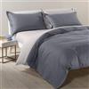 Caleffi 78468 Cotone Bicolor Completo Copripiumino per Matrimoniale Letto, Antracite