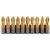 Hilitand 10pcs 25mm Long punte per cacciavite S2 Lega in titanio rivestito 1/4 Hex Shank PH2 Anti-scivolo punte magnetiche per cacciavite a croce Set