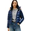 Tommy Hilfiger Donna Piumino Gloss Down Slim con Inserto in Pelliccia, Blu (Dark Night Navy), S