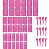 KEYRI Set di 48 bigodini Jumbo grande, autoadesivo, con fermaglio per capelli, ricci fai da te, senza calore, per parrucchieri lunghi e medi (rosa, 3 misure)