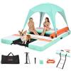 VEVOR Pontile Galleggiante Gonfiabile con Tenda Parasole 3,05 x 1,83 m da Mare Piscina, Piattaforma Galleggiante con Superficie Antiscivolo, Rampa per Cani, Isola d'Acqua per Piscina Spiaggia Mare