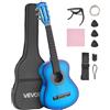 VEVOR Chitarra Classica, 780 mm, in Legno per Principianti, con Corde in Nylon, Custodia Morbida, Tracolla, Accordatore, Corde Extra, Plettri, Capotasto, Tiglio, per Adolescenti, Adulti, Blu