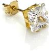jewellerybox Orecchino per uomo in oro giallo 9kt con pietra quadrata Cubic Zirconia CZ di lato 5mm