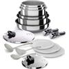 Backen 399916, Set pentole 16 pezzi, Padelle, Casseruole, Padella per saltare, 2 manici amovibili, Induzione, Rivestimento antiaderente, Impilabile, Lavabile in lavastoviglie, Garanzia 5 anni.