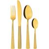 GRÄWE - Set di posate in acciaio inox per 4 persone, posate dorate da tavola, set di posate da 16 pezzi, lavabili in lavastoviglie, set di posate con decorazione - Serie Atene
