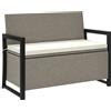 Outsunny Panchina da Giardino 2 Posti con Cassapanca da 151.5L in Rattan con Schienale, Braccioli e Cuscino, Crema